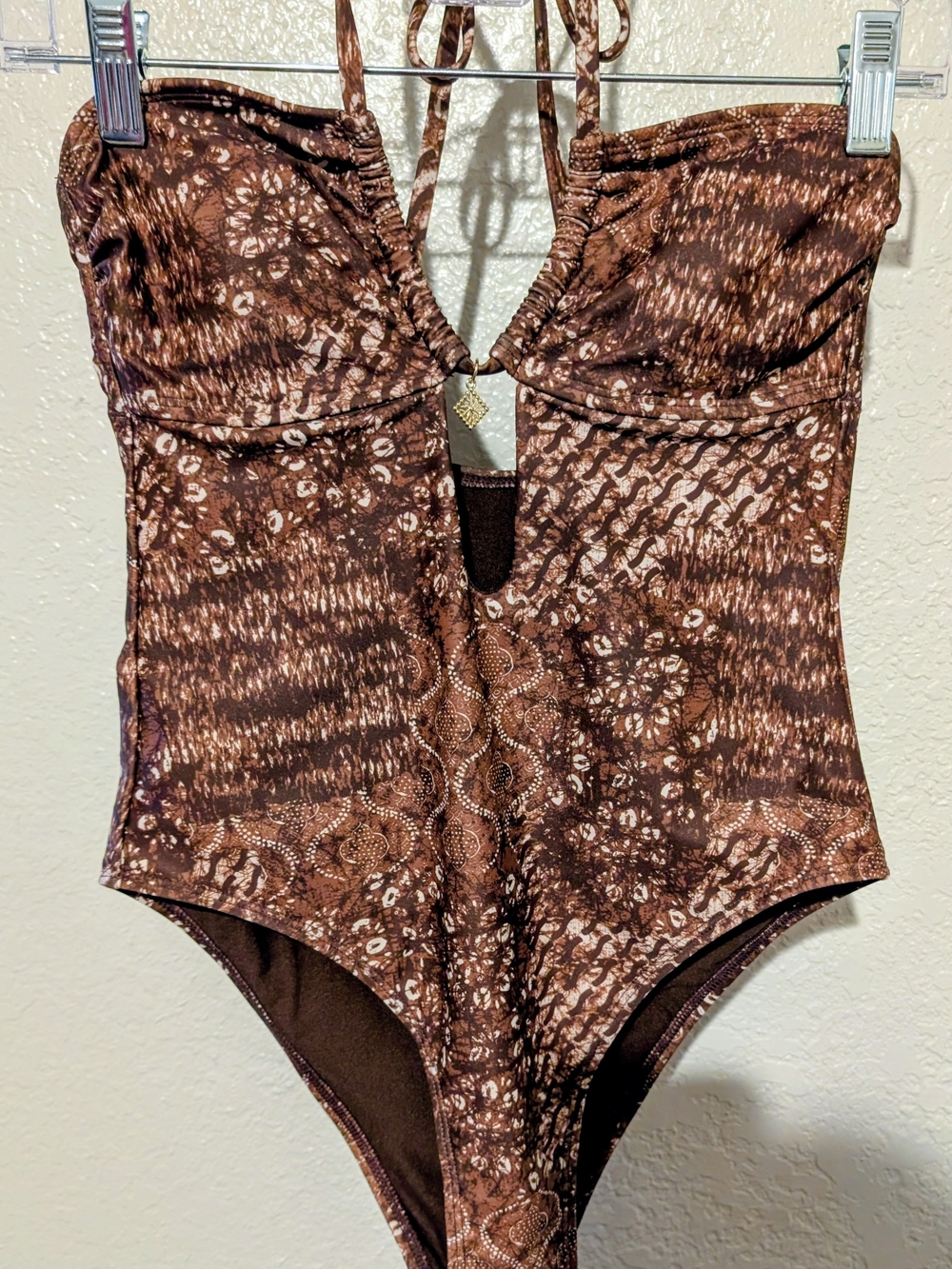 No Boundaries Brown Patterned One-Piece Swimwear